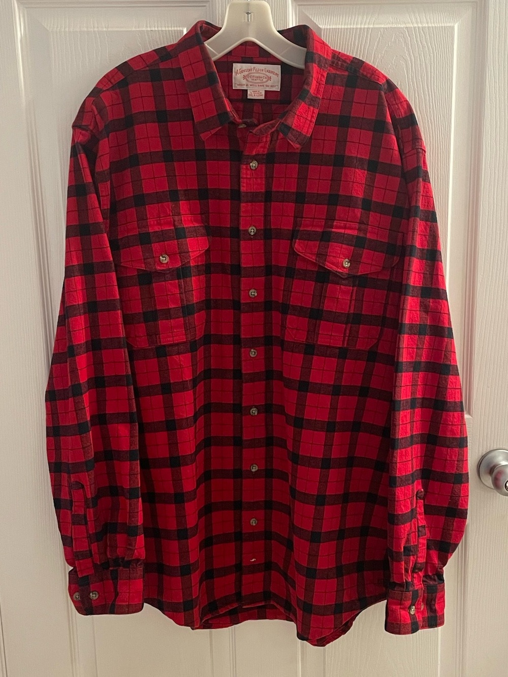 CC Filson Alaskan Guide Shirt Red/Black Plaid Flannel NWOT 2XL Extra Long